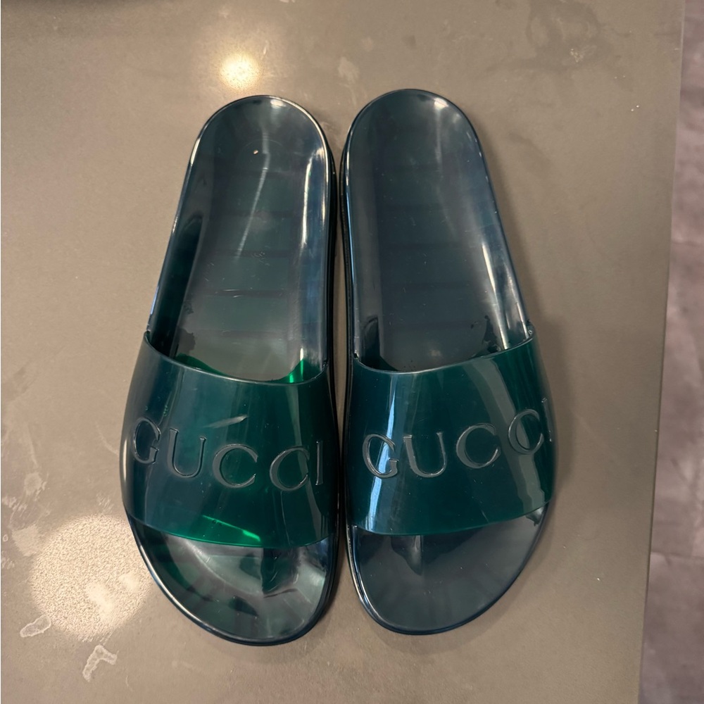 Gucci Emerald Slide Sandals, size 11